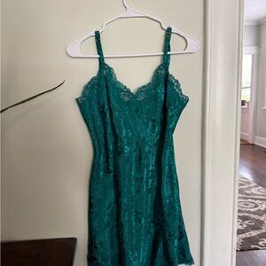 Vintage Teal Lace Slip Dress